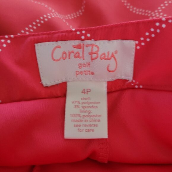 Coral Bay Golf Diamond Pattern Skort Size 4P Pink Pockets Side Zip Golf Tennis - Picture 2 of 8